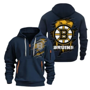 Boston Bruins Hoodie Half Zipper, All Over Print Hoodie Half Zipper Boston Bruins DNHL108972077 - Navy