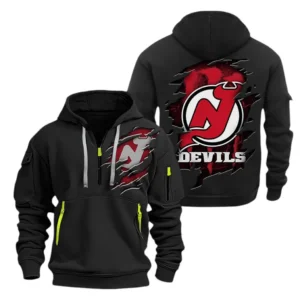 New Jersey Devils Hoodie Half Zipper, All Over Print Hoodie Half Zipper New Jersey Devils DNHL108972081 - Black