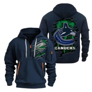 Vancouver Canucks Hoodie Half Zipper, All Over Print Hoodie Half Zipper Vancouver Canucks DNHL108972082 - Navy