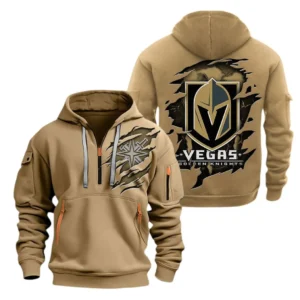 Vegas Golden Knights Hoodie Half Zipper, All Over Print Hoodie Half Zipper Vegas Golden Knights DNHL108972083 - Khaki