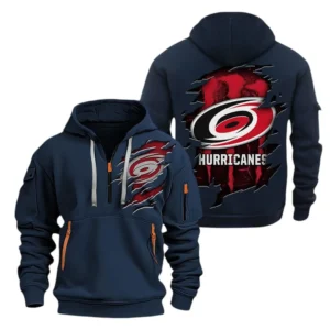 Carolina Hurricanes Hoodie Half Zipper, All Over Print Hoodie Half Zipper Carolina Hurricanes DNHL108972084 - Navy
