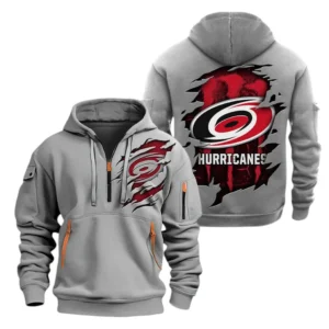 Carolina Hurricanes Hoodie Half Zipper, All Over Print Hoodie Half Zipper Carolina Hurricanes DNHL108972084 - Grey