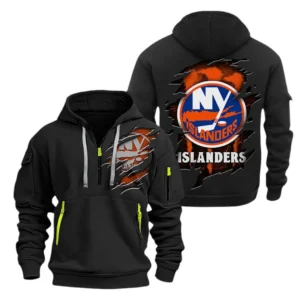 New York Islanders Hoodie Half Zipper, All Over Print Hoodie Half Zipper New York Islanders DNHL108972086 - Black