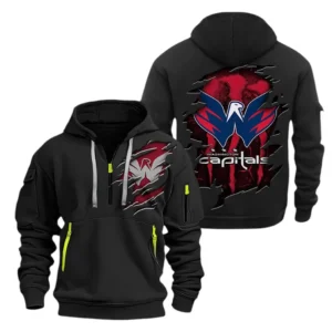 Washington Capitals Hoodie Half Zipper, All Over Print Hoodie Half Zipper Washington Capitals DNHL108972088 - Black