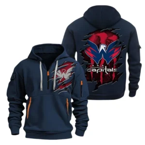 Washington Capitals Hoodie Half Zipper, All Over Print Hoodie Half Zipper Washington Capitals DNHL108972088 - Navy