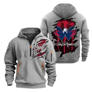 Washington Capitals Hoodie Half Zipper, All Over Print Hoodie Half Zipper Washington Capitals DNHL108972088 - Grey