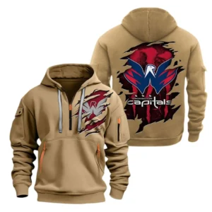 Washington Capitals Hoodie Half Zipper, All Over Print Hoodie Half Zipper Washington Capitals DNHL108972088 - Khaki