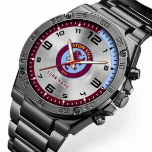 Aston Villa Fans Gift Hand Watch, All Over Print Hand Watch For Sport Fan, Custom Name EPL100072825130