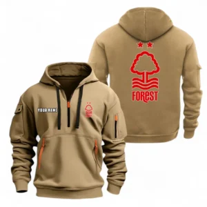 Nottingham Forest Fans Gift Hoodie Half Zipper, All Over Print Hoodie Half Zipper For Sport Fan, Custom Name EPL104072925450-Khaki