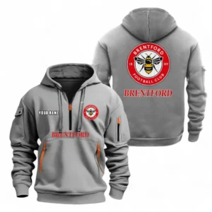 Brentford Fans Gift Hoodie Half Zipper, All Over Print Hoodie Half Zipper For Sport Fan, Custom Name EPL104072925456-Grey