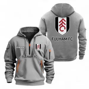Fulham Fans Gift Hoodie Half Zipper, All Over Print Hoodie Half Zipper For Sport Fan, Custom Name EPL104072925459-Grey
