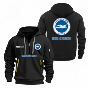 Brighton & Hove Albion Fans Gift Hoodie Half Zipper, All Over Print Hoodie Half Zipper For Sport Fan, Custom Name EPL104072925460-Black