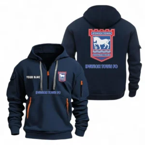 Ipswich Town Fans Gift Hoodie Half Zipper, All Over Print Hoodie Half Zipper For Sport Fan, Custom Name EPL104072925463-Navy