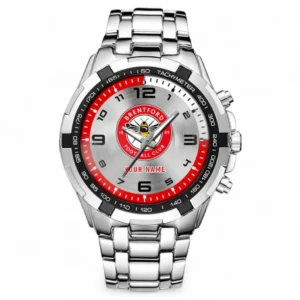 Brentford Fans Gift Steel Watches, All Over Print Steel Watches For Sport Fan, Custom Name EPL109072925018