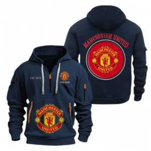 Manchester United Fans Gift Hoodie Half Zipper, All Over Print Hoodie Half Zipper For Sport Fan, Custom Name EPL110073025222-Navy
