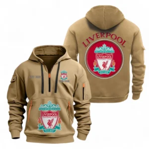 Liverpool Fans Gift Hoodie Half Zipper, All Over Print Hoodie Half Zipper For Sport Fan, Custom Name EPL110073025223-Khaki