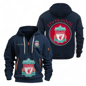 Liverpool Fans Gift Hoodie Half Zipper, All Over Print Hoodie Half Zipper For Sport Fan, Custom Name EPL110073025223-Navy