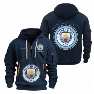 Manchester City Fans Gift Hoodie Half Zipper, All Over Print Hoodie Half Zipper For Sport Fan, Custom Name EPL110073025224-Navy