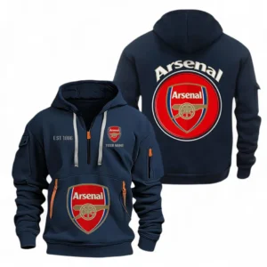Arsenal Fans Gift Hoodie Half Zipper, All Over Print Hoodie Half Zipper For Sport Fan, Custom Name EPL110073025225-Navy