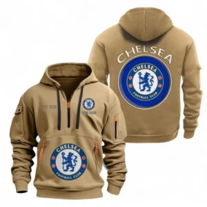 Chelsea Fans Gift Hoodie Half Zipper, All Over Print Hoodie Half Zipper For Sport Fan, Custom Name EPL110073025226-Khaki