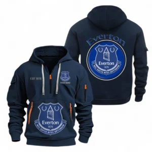 Everton F.C Fans Gift Hoodie Half Zipper, All Over Print Hoodie Half Zipper For Sport Fan, Custom Name EPL110073025227-Navy