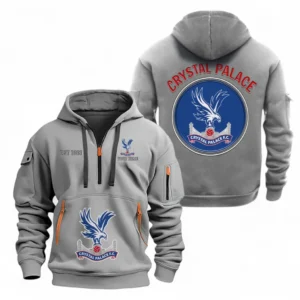 Crystal Palace F.C Fans Gift Hoodie Half Zipper, All Over Print Hoodie Half Zipper For Sport Fan, Custom Name EPL110073025229-Grey
