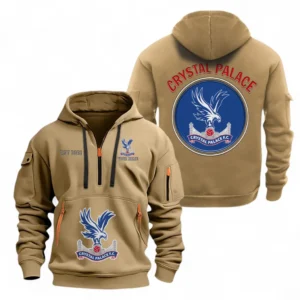 Crystal Palace F.C Fans Gift Hoodie Half Zipper, All Over Print Hoodie Half Zipper For Sport Fan, Custom Name EPL110073025229-Khaki
