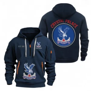 Crystal Palace F.C Fans Gift Hoodie Half Zipper, All Over Print Hoodie Half Zipper For Sport Fan, Custom Name EPL110073025229-Navy