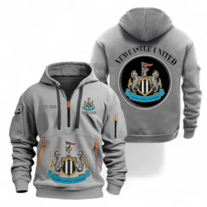 Newcastle United Fans Gift Hoodie Half Zipper, All Over Print Hoodie Half Zipper For Sport Fan, Custom Name EPL110073025230-Grey
