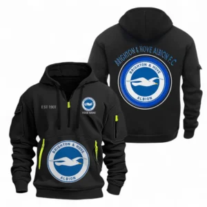 Brighton & Hove Albion F.C Fans Gift Hoodie Half Zipper, All Over Print Hoodie Half Zipper For Sport Fan, Custom Name EPL110073025234-Black