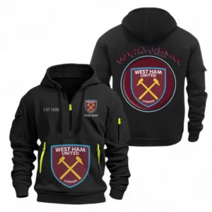 West Ham United Fans Gift Hoodie Half Zipper, All Over Print Hoodie Half Zipper For Sport Fan, Custom Name EPL110073025235-Black