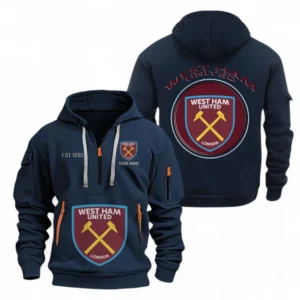 West Ham United Fans Gift Hoodie Half Zipper, All Over Print Hoodie Half Zipper For Sport Fan, Custom Name EPL110073025235-Navy