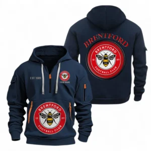 Brentford FC Fans Gift Hoodie Half Zipper, All Over Print Hoodie Half Zipper For Sport Fan, Custom Name EPL110073025236-Navy