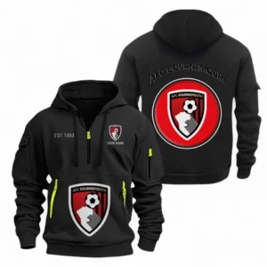 A.F.C. Bournemouth Fans Gift Hoodie Half Zipper, All Over Print Hoodie Half Zipper For Sport Fan, Custom Name EPL110073025240-Black
