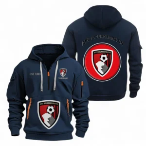 A.F.C. Bournemouth Fans Gift Hoodie Half Zipper, All Over Print Hoodie Half Zipper For Sport Fan, Custom Name EPL110073025240-Navy
