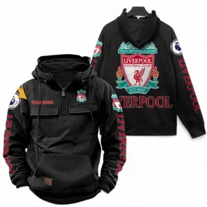 Liverpool Fans Gift Tactical Quarter Zip Hoodie, All Over Print Tactical Quarter Zip Hoodie For Sport Fan, Custom Name EPL111073025111-Black