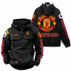 Manchester United Fans Gift Tactical Quarter Zip Hoodie, All Over Print Tactical Quarter Zip Hoodie For Sport Fan, Custom Name EPL111073025112-Black