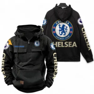 Chelsea Fans Gift Tactical Quarter Zip Hoodie, All Over Print Tactical Quarter Zip Hoodie For Sport Fan, Custom Name EPL111073025113-Black