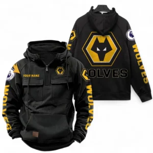 Wolverhampton Wanderers F.C Fans Gift Tactical Quarter Zip Hoodie, All Over Print Tactical Quarter Zip Hoodie For Sport Fan, Custom Name EPL111073025119-Black