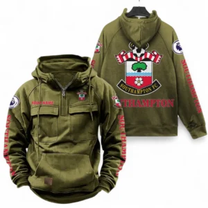 Southampton F.C. Fans Gift Tactical Quarter Zip Hoodie, All Over Print Tactical Quarter Zip Hoodie For Sport Fan, Custom Name EPL111073025122-Army Green