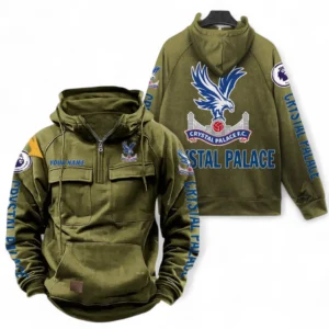 Crystal Palace F.C Fans Gift Tactical Quarter Zip Hoodie, All Over Print Tactical Quarter Zip Hoodie For Sport Fan, Custom Name EPL111073025127-Army Green