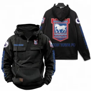 Ipswich Town F.C Fans Gift Tactical Quarter Zip Hoodie, All Over Print Tactical Quarter Zip Hoodie For Sport Fan, Custom Name EPL111073025128-Black