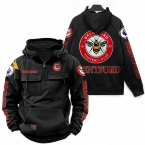Brentford FC Fans Gift Tactical Quarter Zip Hoodie, All Over Print Tactical Quarter Zip Hoodie For Sport Fan, Custom Name EPL111073025129-Black