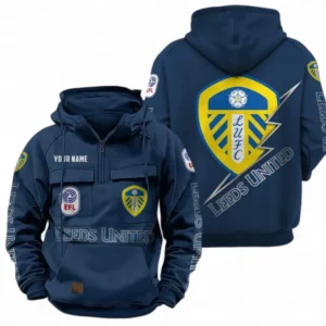 Leeds United Fans Gift Tactical Quarter Zip Hoodie, All Over Print Tactical Quarter Zip Hoodie For Sport Fan, Custom Name EPL113073025445-Dark Blue