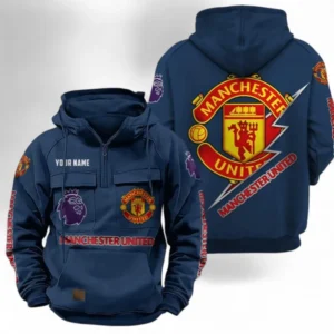 Manchester United Fans Gift Tactical Quarter Zip Hoodie, All Over Print Tactical Quarter Zip Hoodie For Sport Fan, Custom Name EPL113073025446-Dark Blue