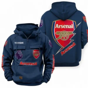 Arsenal F.C. Fans Gift Tactical Quarter Zip Hoodie, All Over Print Tactical Quarter Zip Hoodie For Sport Fan, Custom Name EPL113073025448-Dark Blue