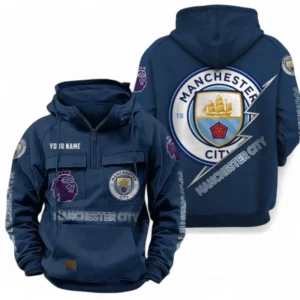 Manchester City F.C Fans Gift Tactical Quarter Zip Hoodie, All Over Print Tactical Quarter Zip Hoodie For Sport Fan, Custom Name EPL113073025450-Dark Blue