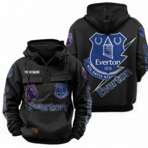 Everton F.C Fans Gift Tactical Quarter Zip Hoodie, All Over Print Tactical Quarter Zip Hoodie For Sport Fan, Custom Name EPL113073025456-Black