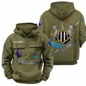 Newcastle United F.C Fans Gift Tactical Quarter Zip Hoodie, All Over Print Tactical Quarter Zip Hoodie For Sport Fan, Custom Name EPL113073025457-Army Green