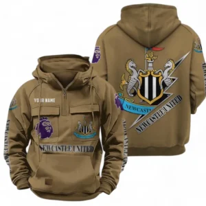 Newcastle United F.C Fans Gift Tactical Quarter Zip Hoodie, All Over Print Tactical Quarter Zip Hoodie For Sport Fan, Custom Name EPL113073025457-Khaki